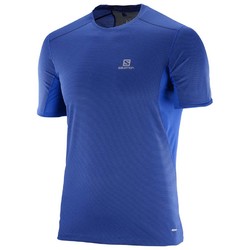 Salomon Trail Runner Short Sleeve Tee Mens - Surf The Web Dress Blue