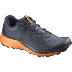 Salomon Sense Ride Mens Trail Running Shoes - Navy Blazer/Bright Marigold/Ombre Blue