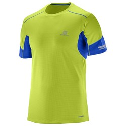 Salomon Agile Short Sleeve Tee Mens- Acid Lime/Surf The Web