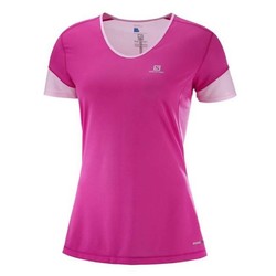 Salomon Trail Runner Womens Short Sleeve Running Tee S18 - Pink Yarrow/White