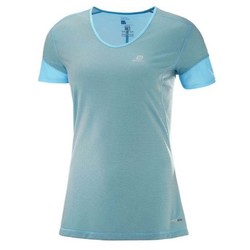 Salomon Trail Runner Womens Short Sleeve Running Tee S18 - Blue Curacao/Charcoal