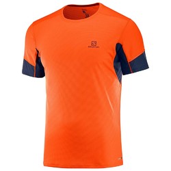 Salomon Agile Short Sleeve Mens Tee- Scarlet Ibis/Night Sky