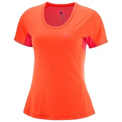 Salomon Agile Womens Short Sleeve Tee - Fiery Coral