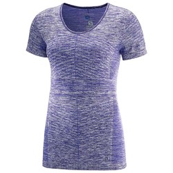 Salomon Elevate Move'On Womens Short Sleeve Tee - Deep Blue/Parachute Purple