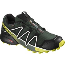 Salomon Speedcross 4 GTX Mens Waterproof Trail Running Shoes - Darkest Spruce/Black/Acid Lime