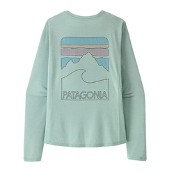 Patagonia Capilene Cool Sun Womens Long Sleeve T-Shirt - Peak Visions - Thermal Mint/Thin Ice X-Dye