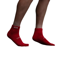 Creepers Merino Blend Quarter Crew Toe Socks - Red