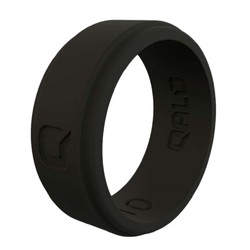 QALO Mens Black Flat Step Q2X Silicone Ring