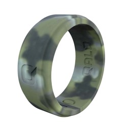 QALO Mens Brush Camo Flat Step Q2X Silicone Ring
