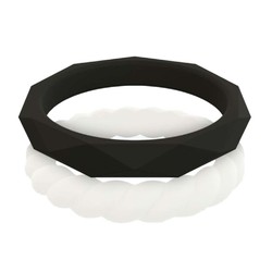 QALO Standard Womens Stackable Ellen Silicone Ring Set