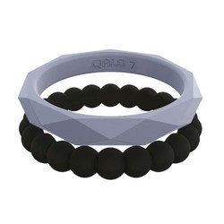 QALO Standard Womens Stackable Amanda Silicone Ring Set