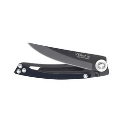 Claude Dozorme Thiers Liner Lock - Femme Black S/S Knife Blade, Black Handle with White Diamantes
