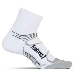 Feetures Elite Light Cushion Quarter Running Sock - White/Black