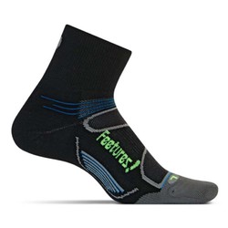 Feetures Elite Light Cushion Quarter Running Sock - Black/Reflector