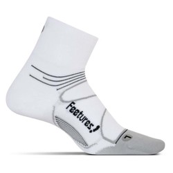 Feetures Elite Ultra Light Cushion Quarter Running Sock - White/Black