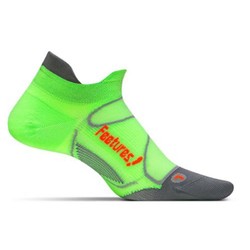Feetures Elite Ultra Light Cushion No-Show Tab Running Sock - Citron/Electric Orange