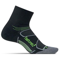 Feetures Elite Max Cushion Quarter Running Sock - Black/Reflector