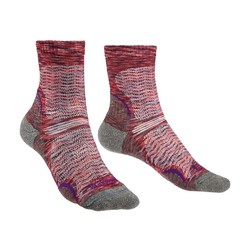 Bridgedale Ultra Light T2 Merino Performance 3/4 Crew Pattern Womens Socks- Multipink