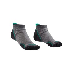 Bridgedale Ultralight T2 Merino Performance Ankle Womens Hiking Socks - Mid Grey/Surf