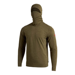 Florence Airtex Mens Hooded Balaclava Long Sleeve Hiking T-Shirt - Heather Burnt Olive