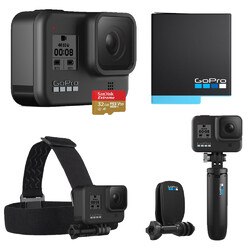 Go Pro Hero 8 Bundle - Hero 8 Camera, SD Card, Headstrap, Shorty, Battery