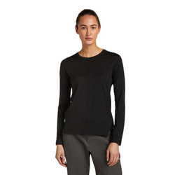 Icebreaker Merino Blend 260 Zoneknit Seamless Womens Long Sleeve Crewe Thermal Top - Black