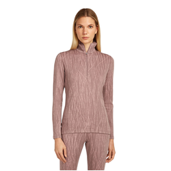 Icebreaker Merino 260 Tech Vertex Womens Long Sleeve Half Zip Thermal T-Shirt - Delta Lines - Summit/Blush