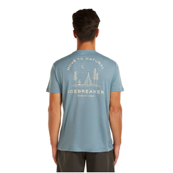 Icebreaker Merino 150 Tech Lite Short Sleeve Mens T-Shirt - Peaceful Pass - Flint Blue