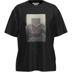 Icebreaker Merino 150 Tech Lite Short Sleeve Relaxed Womens T-Shirt - Mountain Shift - Black