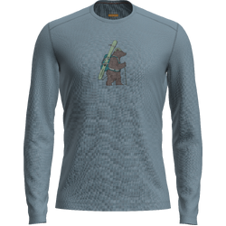 Icebreaker Merino 200 Oasis Mens Long Sleeve Crew T-Shirt - Bear Tour - Flint Blue