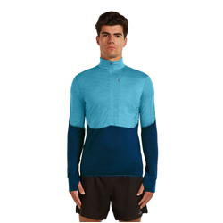 Icebreaker Merino Blend 200 RealFleece Descender LS Half Zip Mens Top - Arctic/Atlantis/Cb