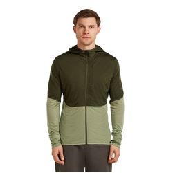 Icebreaker Merino Blend 200 RealFleece Descender LS Zip Mens Hoodie - Dark Loden/Lichen