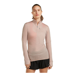 Icebreaker Merino Blend 200 RealFleece Descender Long Sleeve Half Zip Womens Top - Pink Quartz