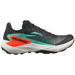 Salomon Genesis Mens Trail Running Shoes - Black/Electric Green/Cherry Tomato