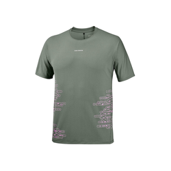 Salomon Sense Aero Graphic Short Sleeve Mens T-Shirt - Castor Gray/Pink Frosting