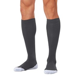 2XU Mens Compression Performance Run Socks - Titanium/Black