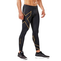 2XU Mens MCS Run Compression Tights - Black/Gold Reflective