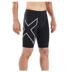 2XU Run Compression Mens Shorts With Back Storage - Black/Silver Reflective