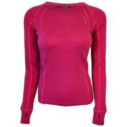 XTM Merino Womens Crew Neck Base Thermal Top - Pink Stripe