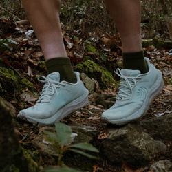 Creepers Unisex Merino Blend Running Quarter Crew Toe Socks - Olive Drab