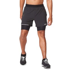 2XU Aero 2-In-1 5in Mens Running Shorts - Black/Silver Reflective