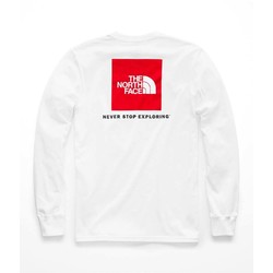 The North Face Long Sleeve Red Box Mens Tee - TNF White/TNF Red