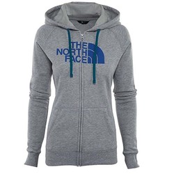 The North Face Womens Half Dome Full Zip Fleece Hoodie - TNF Medium Grey Heather/TNF White