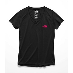 The North Face Short Sleeve Reaxion V-Neck Womens Tee - Tnf Blk/Atomic P