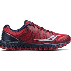 Saucony Peregrine 7 Mens Trail Running Shoes-Red/Navy