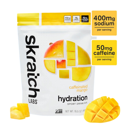 Skratch Labs Sport Hydration Electrolyte Drink Mix - Resealable Bag - Mango with Caffeine