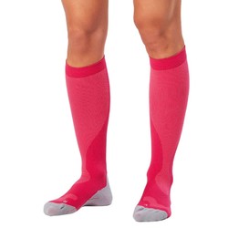 2XU Womens Compression Performance Run Socks - Hot Pink/Grey