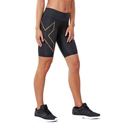 2XU Womens MCS Run Compression Shorts - Black/Gold Reflective