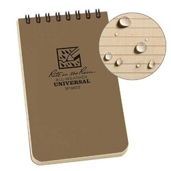 Rite In The Rain Top Spiral 3X5 Polydura Waterproof Notebook - Tan