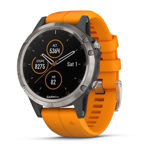 garmin fenix 5 plus sapphire titanium bezel orange rubber strap